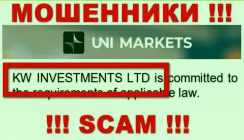 Руководителями ЮНИМаркетс является организация - KW Investments Ltd