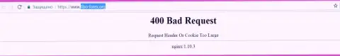 Официальный веб-сервис валютного брокера FIBO Group несколько дней недоступен и показывает - 400 Bad Request (ошибка)