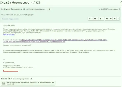 KokocGroup защищают Форекс разводил FxPro