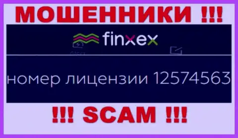 Finxex LTD скрывают свою мошенническую сущность, размещая на своем веб-портале лицензию на осуществление деятельности