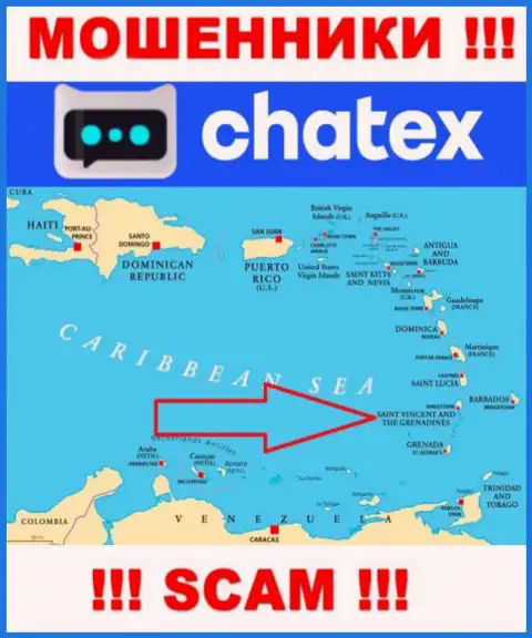Не доверяйте internet мошенникам Чатекс Ком, потому что они разместились в оффшоре: Сент-Винсент и Гренадины