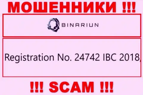 Номер регистрации конторы Binariun, которую стоит обходить стороной: 24742 IBC 2018