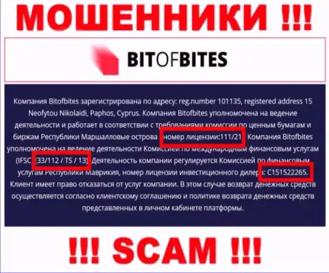 Лицензия, которую кидалы BitOfBites Com засветили на своем интернет-сервисе