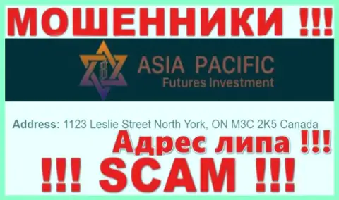 Осторожно !!! Asia Pacific Futures Investment Limited - это явно интернет-мошенники !!! Не собираются приводить подлинный адрес компании