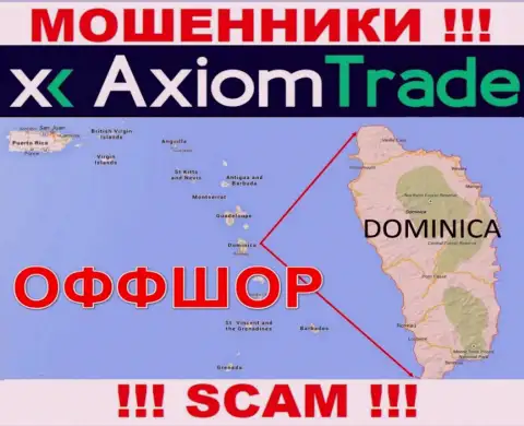 AxiomTrade специально скрываются в оффшоре на территории Dominica, интернет мошенники
