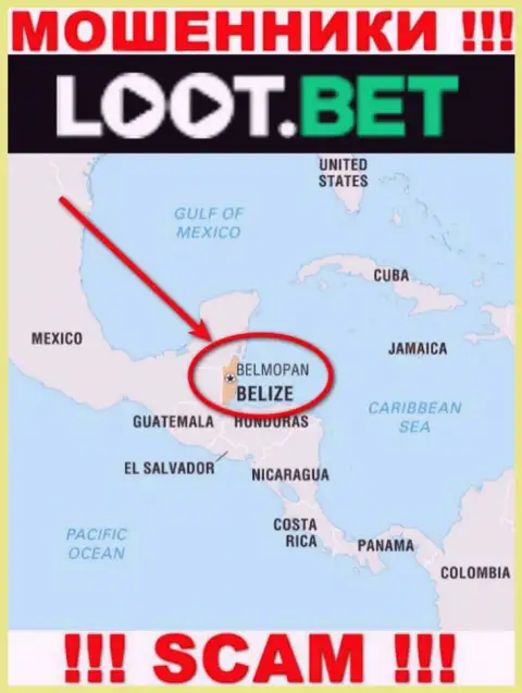 Лучше избегать совместной работы с мошенниками Loot Bet, Belize - их официальное место регистрации