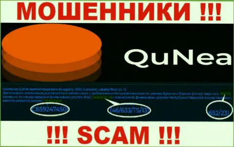 Мошенники Qu Nea не скрывают лицензию, опубликовав ее на онлайн-ресурсе, однако осторожно !