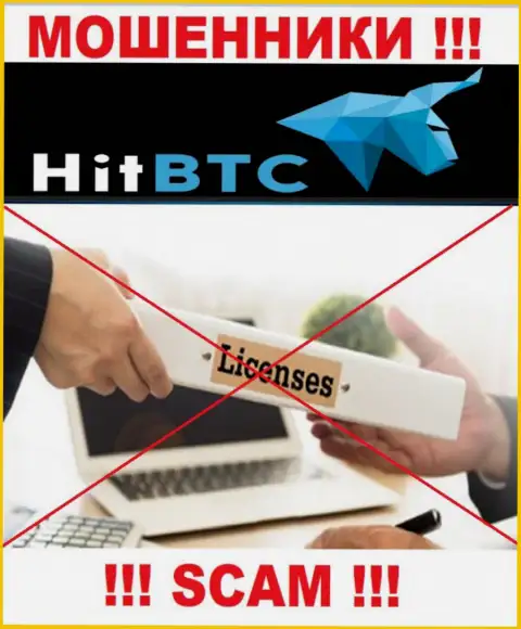 Ни на портале HitBTC, ни во всемирной internet сети, сведений о лицензионном документе данной компании НЕ ПРЕДСТАВЛЕНО
