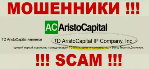 Юр лицо internet-мошенников TD AristoCapital это TD AristoCapital IP Company, Inc, данные с сайта обманщиков