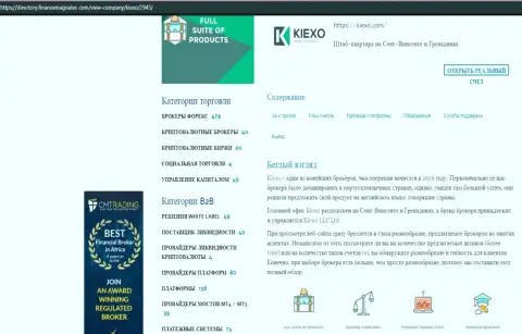Обзорный материал об условиях для трейдинга Forex брокерской компании KIEXO, расположенный на сайте Directory FinanceMagnates Com
