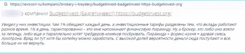 Создатель отзыва убежден, что BudgetInvest Org - это МОШЕННИКИ !!! Взаимодействовать с которыми не надо