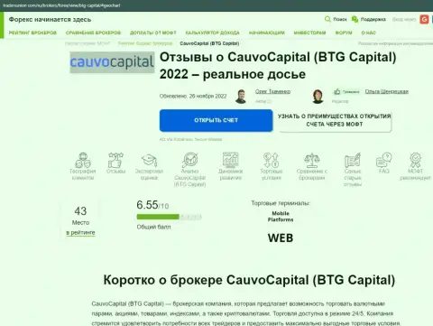 Разбор деятельности брокерской организации Cauvo Capital в обзорной статье на web ресурсе трейдерсюнион ком