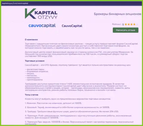 Еще одна честная обзорная публикация о организации Cauvo Capital на веб-портале KapitalOtzyvy Com