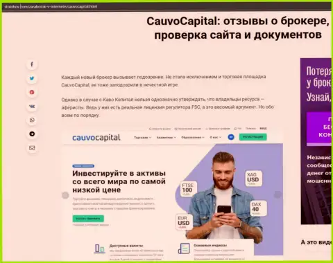 О условиях трейдинга ФОРЕКС-дилинговой компании Cauvo Capital на сайте StoLohov Com